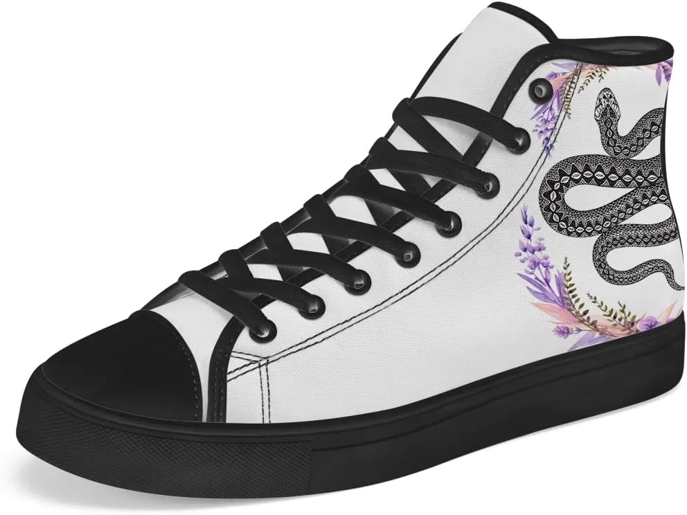Snake High Top Canvas Shoes High Top Sneakers Lace Up Casual Shoes Gifts for Men Women