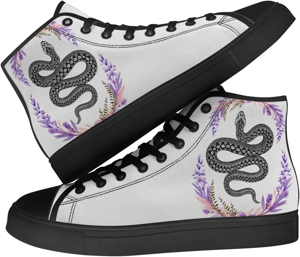 Snake High Top Canvas Shoes High Top Sneakers Lace Up Casual Shoes Gifts for Men Women