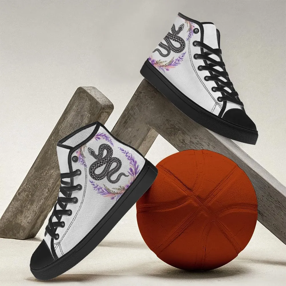 Snake High Top Canvas Shoes High Top Sneakers Lace Up Casual Shoes Gifts for Men Women