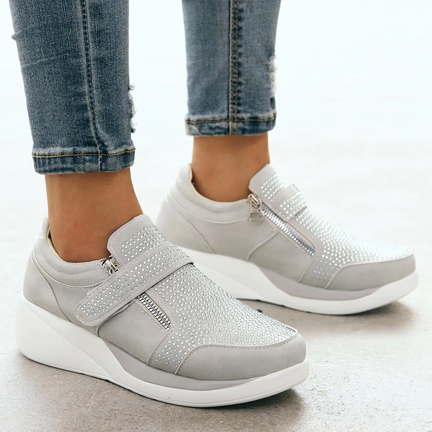 Sneaker Loafers Women Fashion Platform Comfortable Walking Shoes Lightweight Thick Rocking Bottom Shoe Footwear