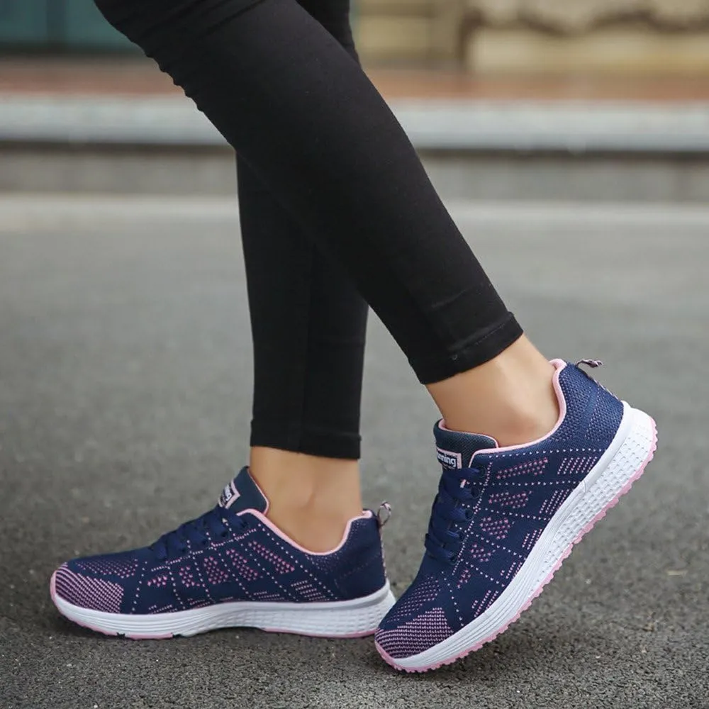 Sneakers for Women Comfortable Lace Up Non Slip Tennis Shoes Women Casual Comfortable Breathable Flat Sport Shoes