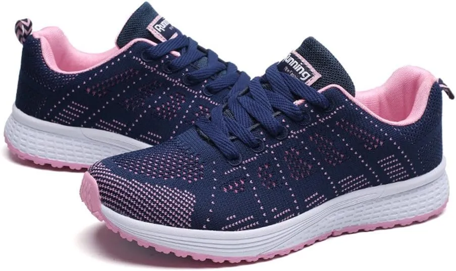 Sneakers for Women Comfortable Lace Up Non Slip Tennis Shoes Women Casual Comfortable Breathable Flat Sport Shoes
