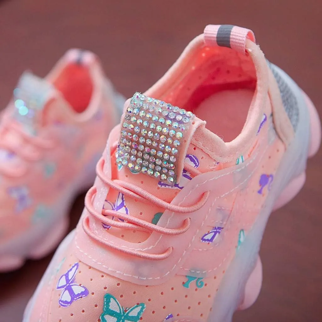 Sport Shoes Girls Boys Children Baby Run Casual Letter Led Luminous Mesh Baby Shoes Boys Slip on Shoes