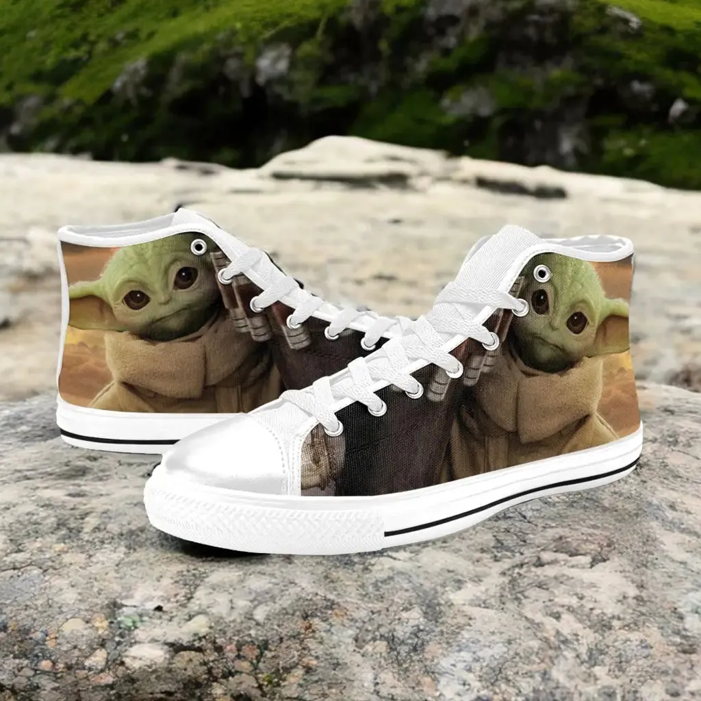 Star Wars The Mandalorian Grogu Shoes High Top Sneakers for Kids and Adults