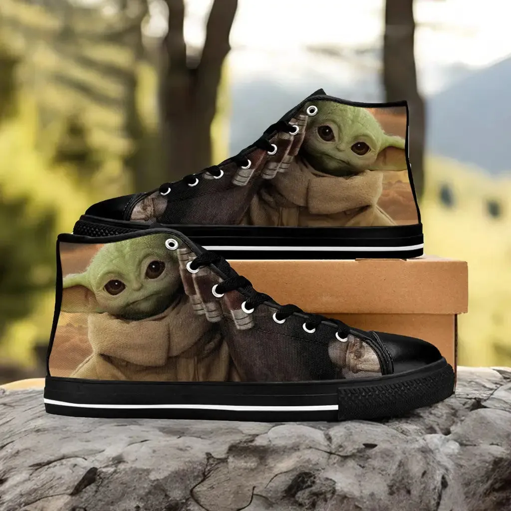 Star Wars The Mandalorian Grogu Shoes High Top Sneakers for Kids and Adults