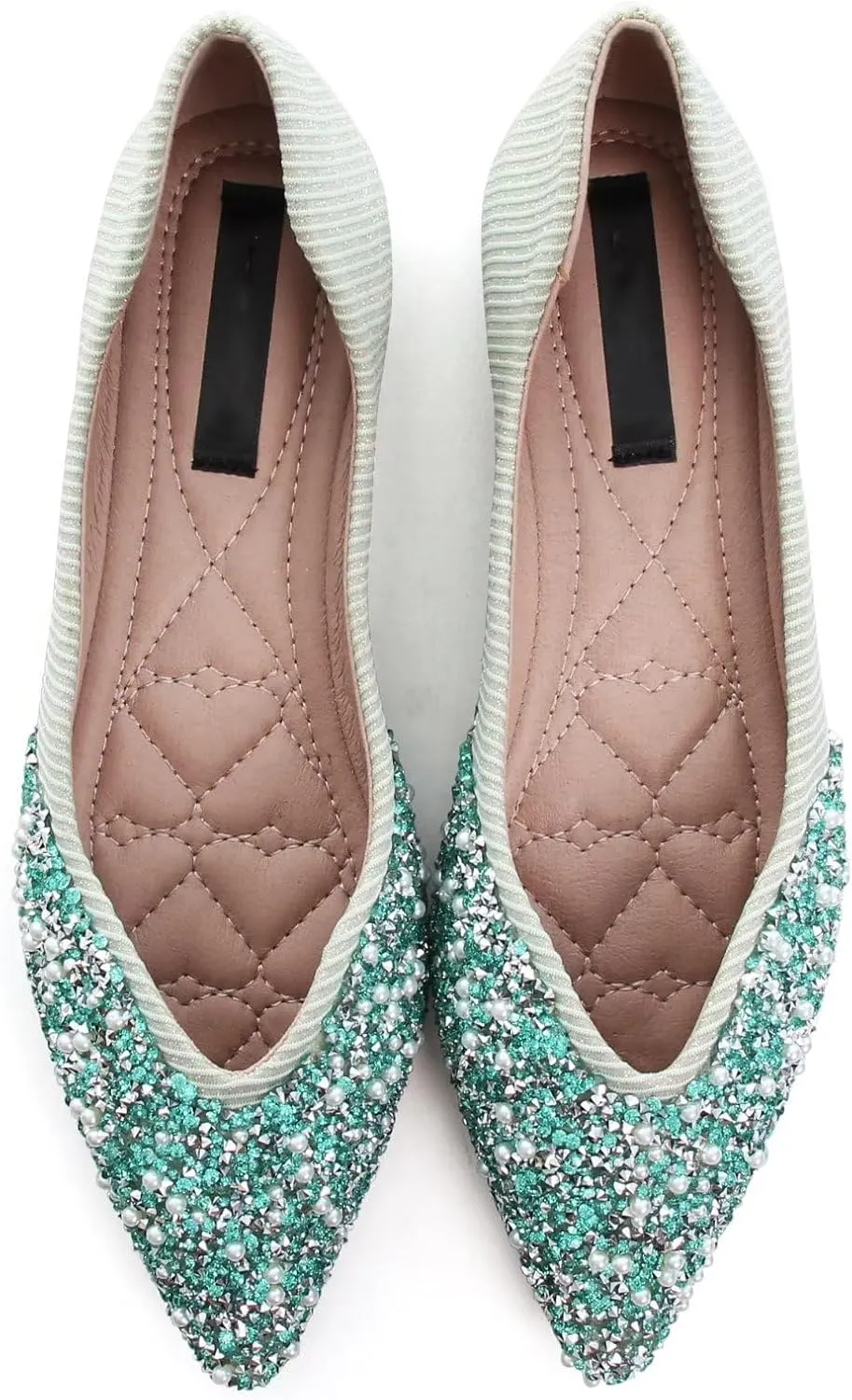 Stunner Women's Fashion Rhinestone Ballet Flats Comfortable Pointed Toe Flats