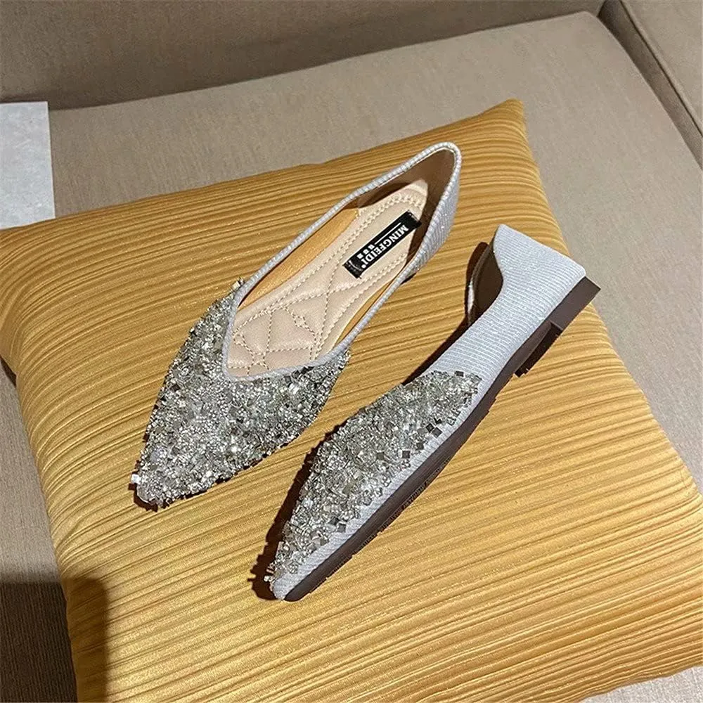 Stunner Women's Fashion Rhinestone Ballet Flats Comfortable Pointed Toe Flats