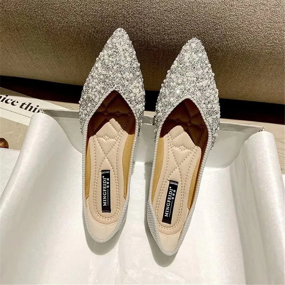 Stunner Women's Fashion Rhinestone Ballet Flats Comfortable Pointed Toe Flats