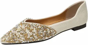 Stunner Women's Fashion Rhinestone Ballet Flats Comfortable Pointed Toe Flats