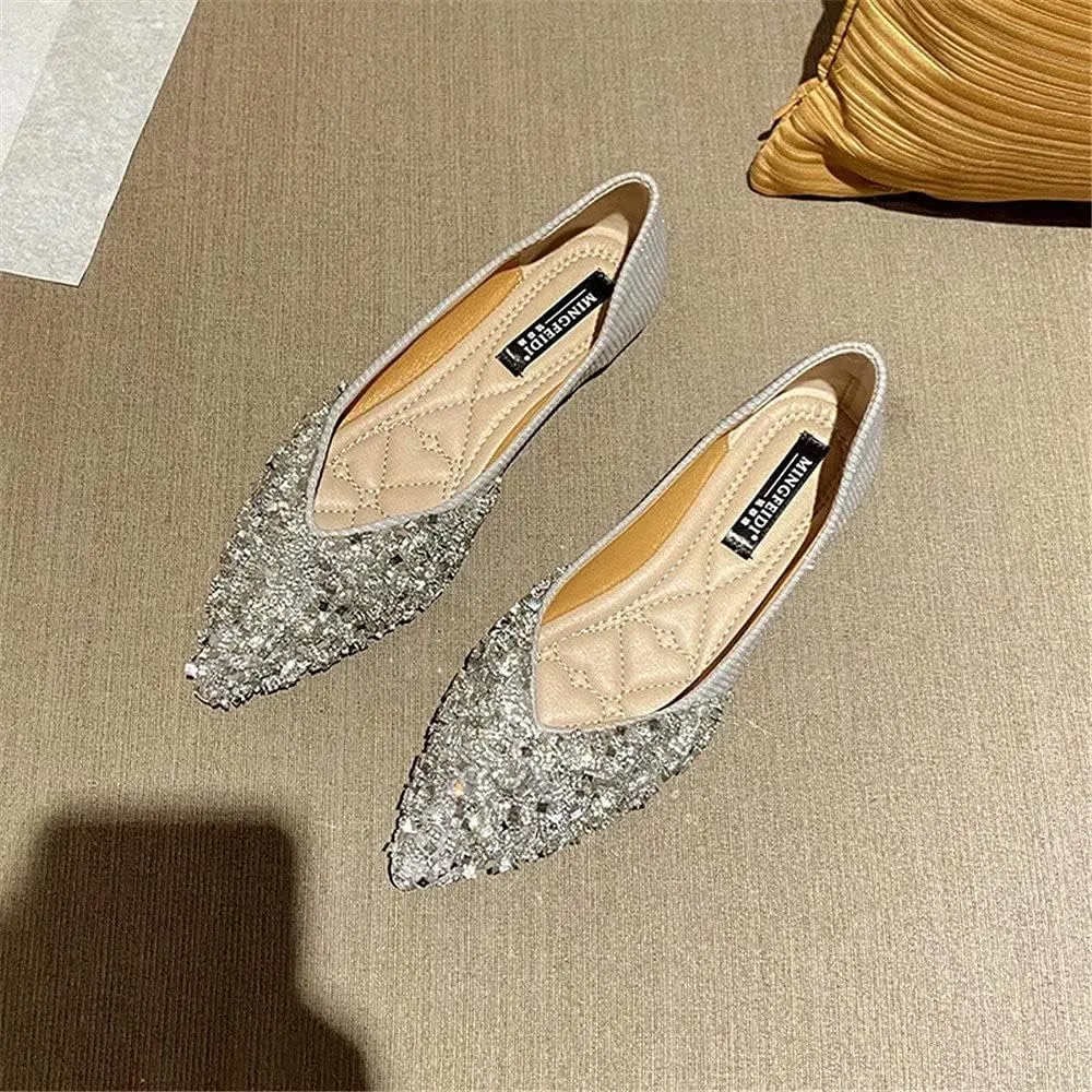 Stunner Women's Fashion Rhinestone Ballet Flats Comfortable Pointed Toe Flats