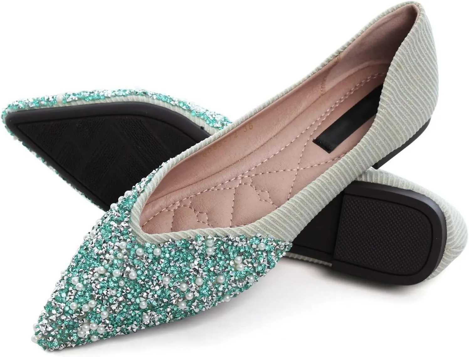 Stunner Women's Fashion Rhinestone Ballet Flats Comfortable Pointed Toe Flats