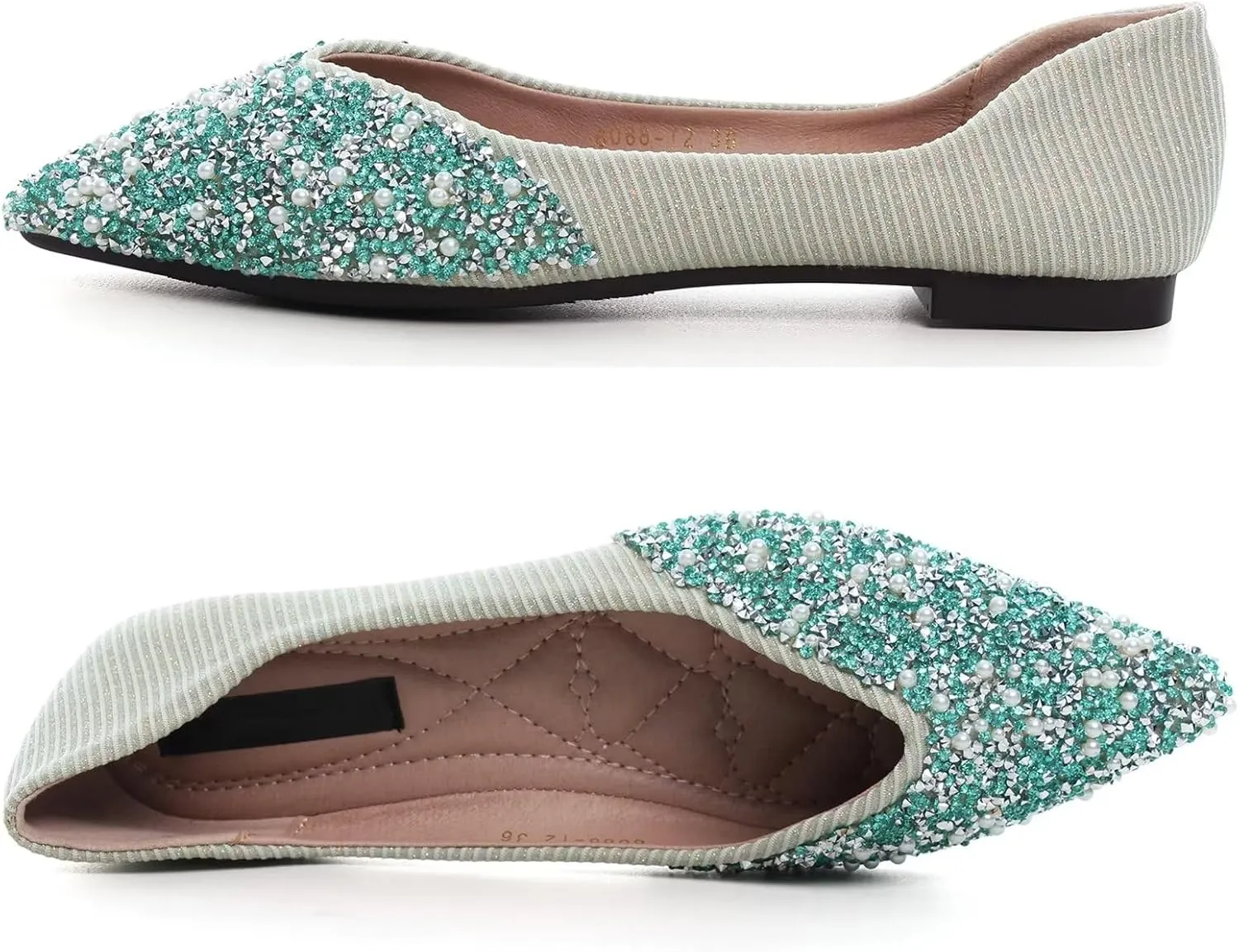 Stunner Women's Fashion Rhinestone Ballet Flats Comfortable Pointed Toe Flats