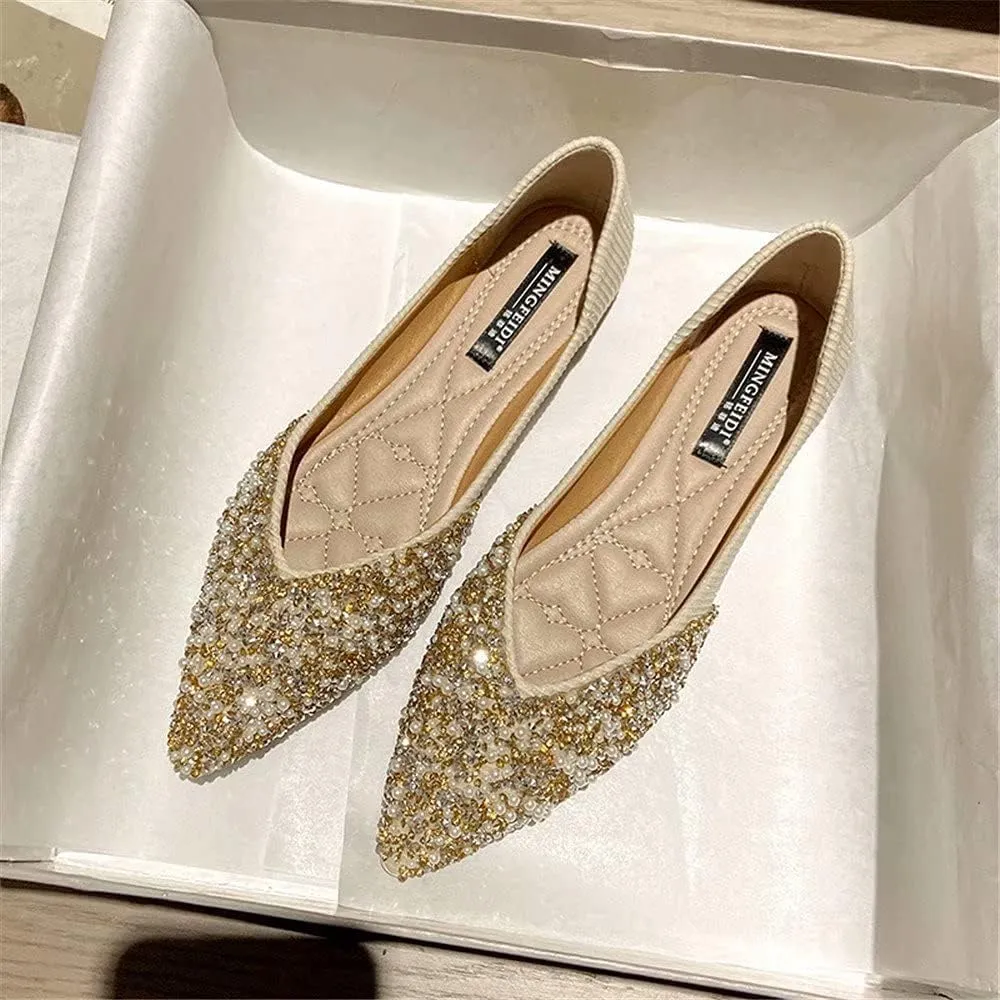 Stunner Women's Fashion Rhinestone Ballet Flats Comfortable Pointed Toe Flats