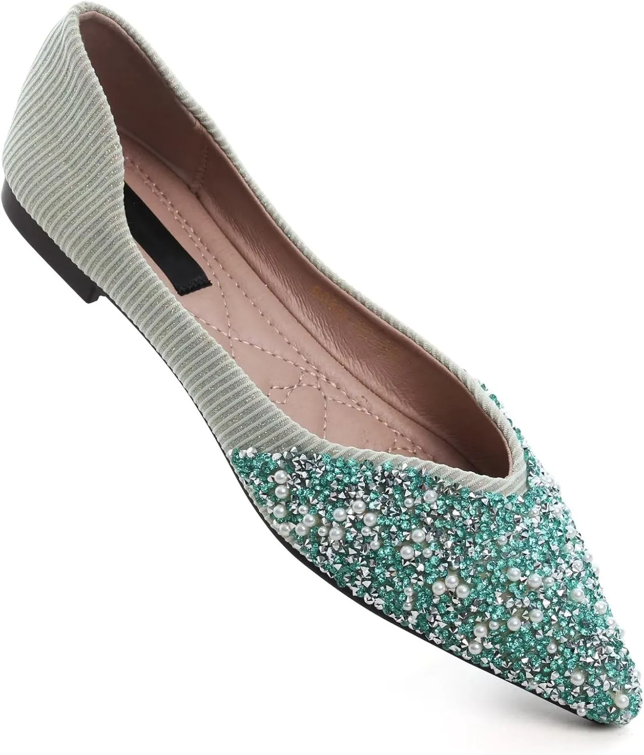 Stunner Women's Fashion Rhinestone Ballet Flats Comfortable Pointed Toe Flats