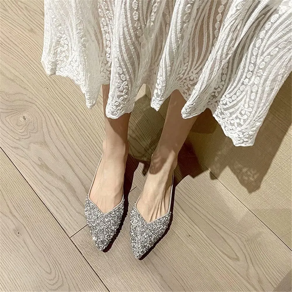 Stunner Women's Fashion Rhinestone Ballet Flats Comfortable Pointed Toe Flats