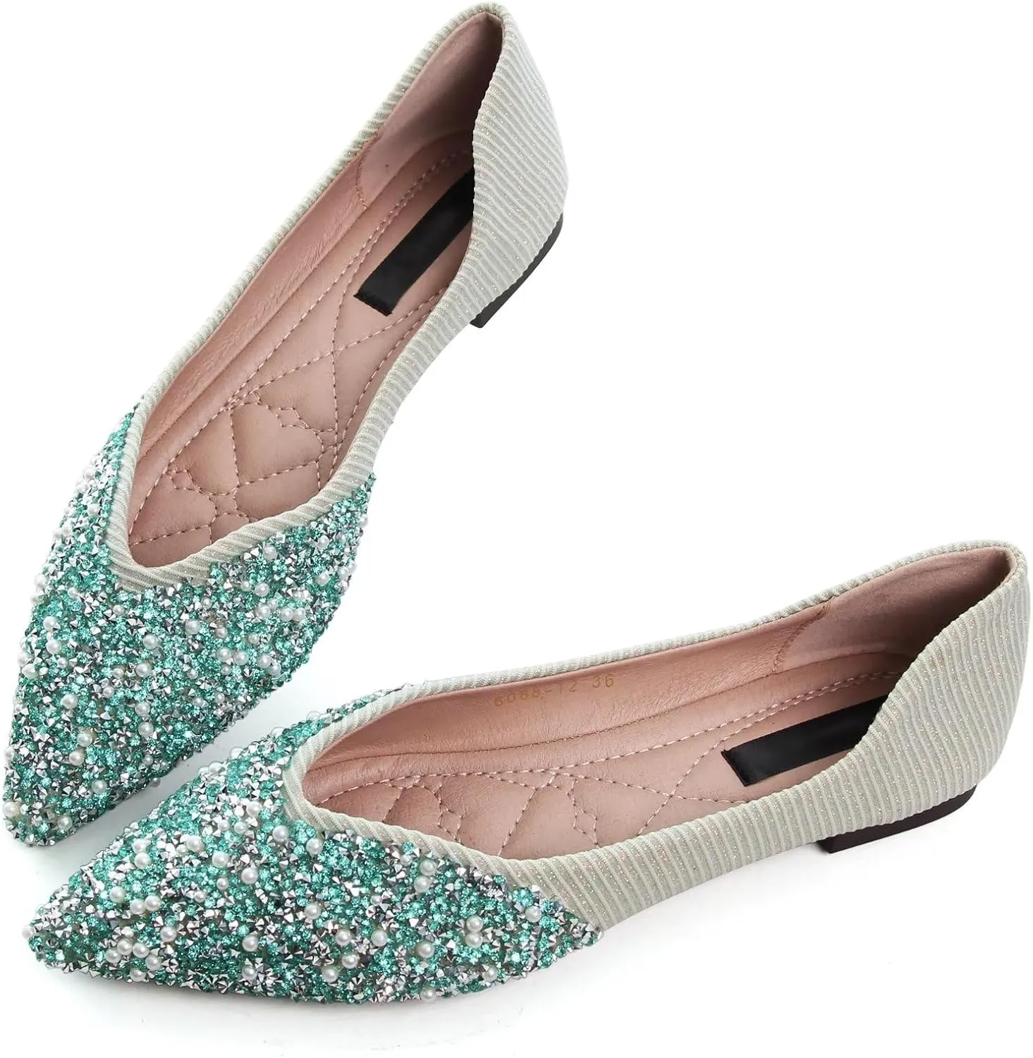 Stunner Women's Fashion Rhinestone Ballet Flats Comfortable Pointed Toe Flats