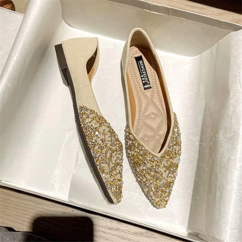 Stunner Women's Fashion Rhinestone Ballet Flats Comfortable Pointed Toe Flats