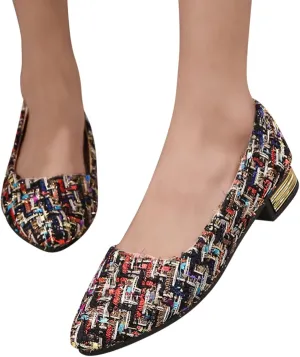 SuanlaTDS Womens Pointed Toe Mules Leopard Print Slip On Closed Toe Low Block Heel Backless Sandal Slippers Comfortable Casual Sexy Slide Sandals Dress Shoes