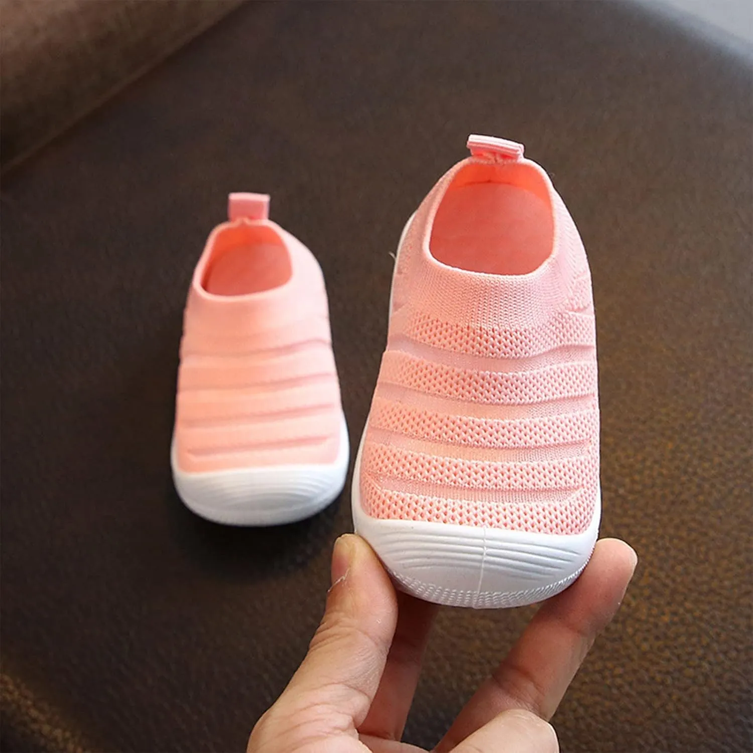 Summer and Autumn Cute Girls Flying Woven Mesh Breathable Flat Solid Color Slip On Comfortable Size 9 Kids Shoes Girls