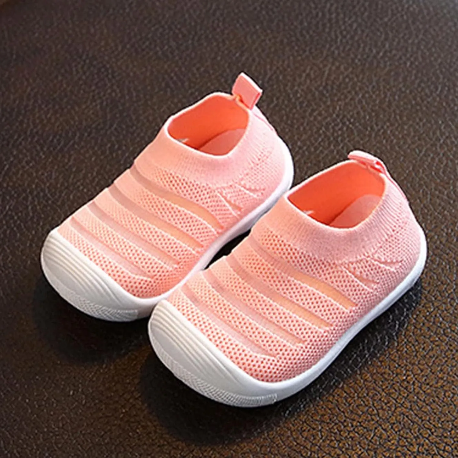 Summer and Autumn Cute Girls Flying Woven Mesh Breathable Flat Solid Color Slip On Comfortable Size 9 Kids Shoes Girls