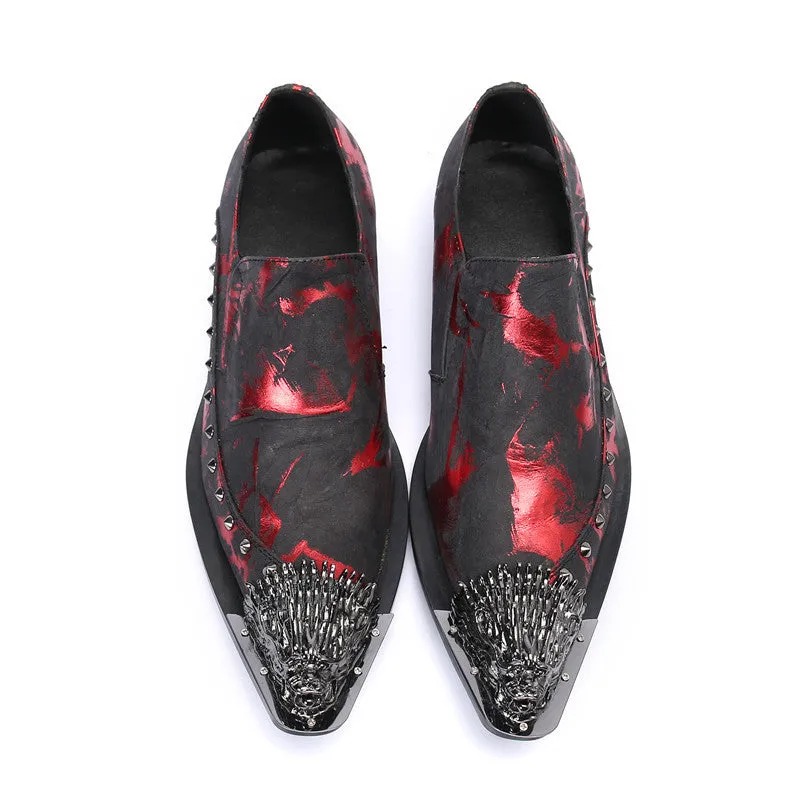 Summer Men's Shoes Business Formal Wear Leather Shoes Red Height Increasing Insole Casual Suit Shoes British Bridegroom Wedding Cowhide Soft Leather