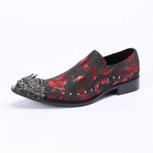 Summer Men's Shoes Business Formal Wear Leather Shoes Red Height Increasing Insole Casual Suit Shoes British Bridegroom Wedding Cowhide Soft Leather