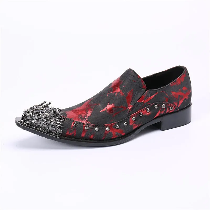 Summer Men's Shoes Business Formal Wear Leather Shoes Red Height Increasing Insole Casual Suit Shoes British Bridegroom Wedding Cowhide Soft Leather