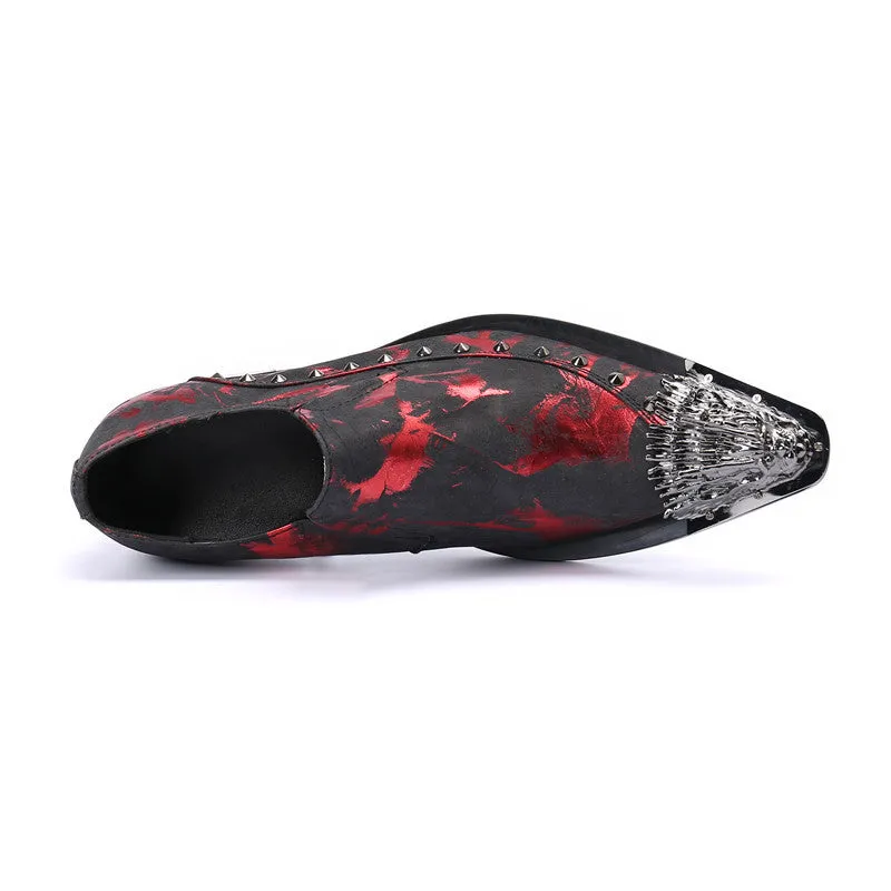 Summer Men's Shoes Business Formal Wear Leather Shoes Red Height Increasing Insole Casual Suit Shoes British Bridegroom Wedding Cowhide Soft Leather