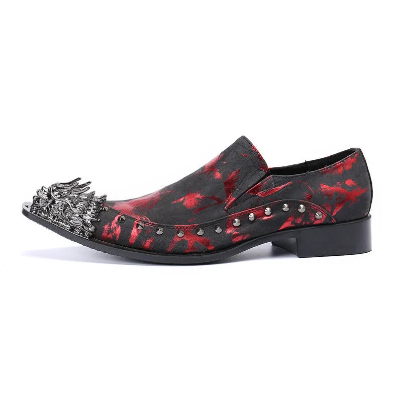 Summer Men's Shoes Business Formal Wear Leather Shoes Red Height Increasing Insole Casual Suit Shoes British Bridegroom Wedding Cowhide Soft Leather