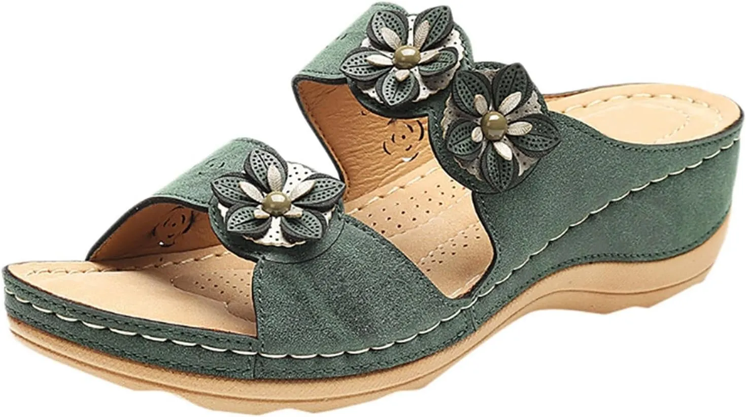 Summer Sandals for Women 2025 Orthopedic Wedge Dressy Walking with Arch Support Rubber Sole Casual Slip on Shoes Non- On Comfortable Slides Lightweight Memory Foam Platform Sandal Shoes