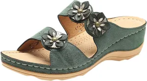Summer Sandals for Women 2025 Orthopedic Wedge Dressy Walking with Arch Support Rubber Sole Casual Slip on Shoes Non- On Comfortable Slides Lightweight Memory Foam Platform Sandal Shoes