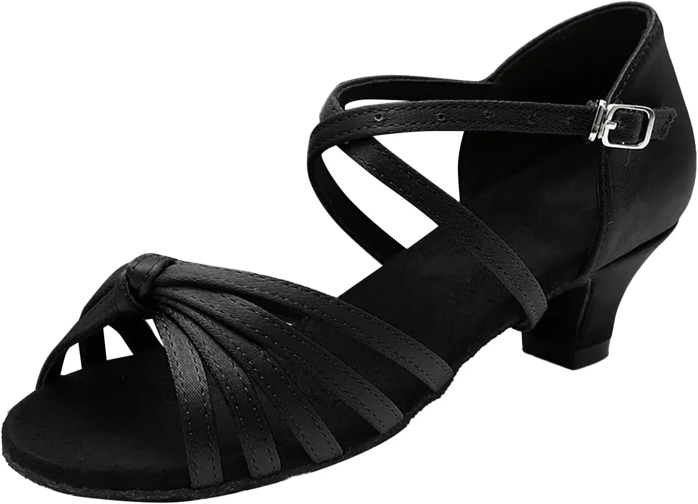 Summer Sandals for Womens Lace Up Latin Dance High Heels Shoes Heeled Ballroom Salsa Tango Party Sequin Dance (Black, 9)