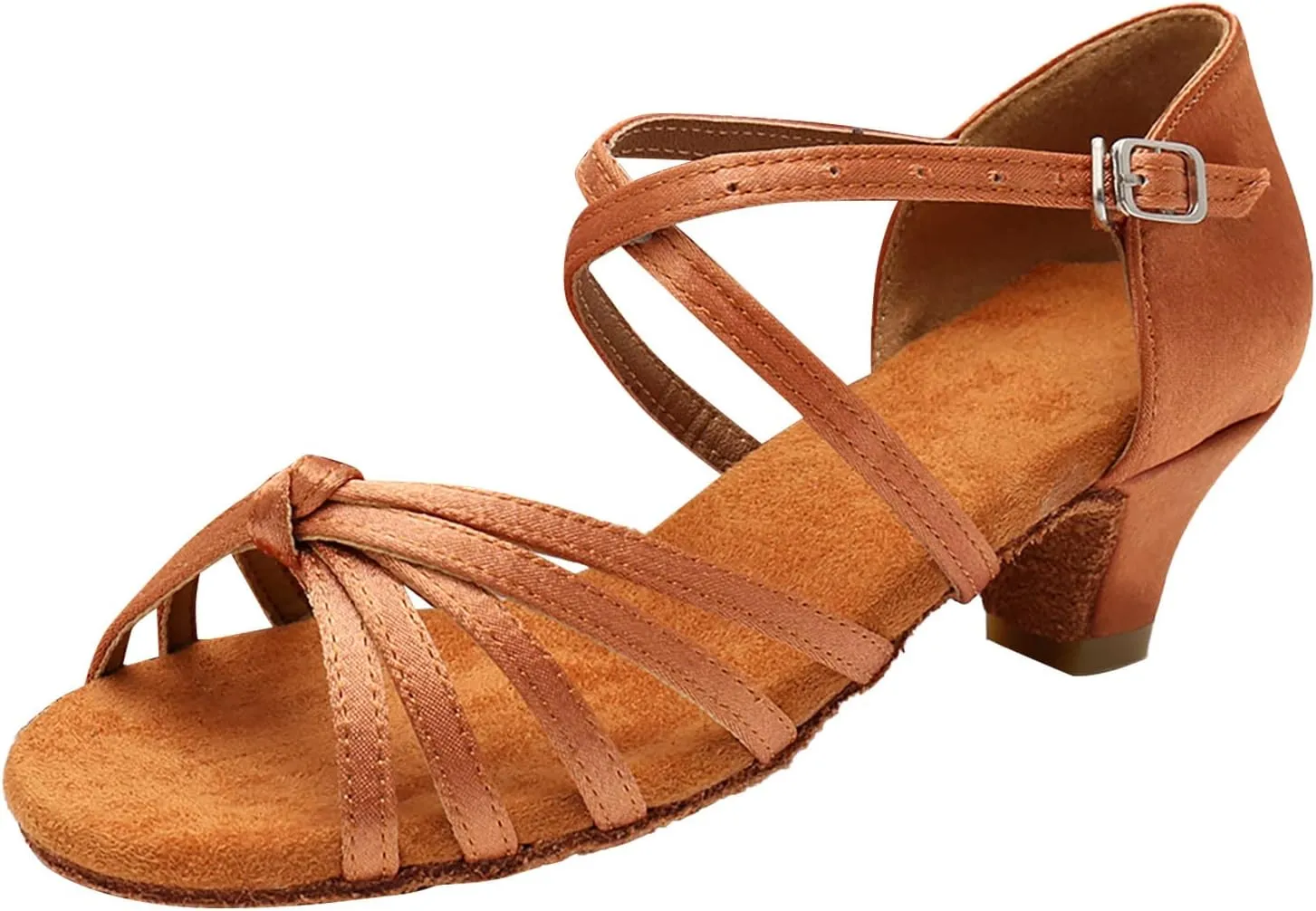 Summer Sandals for Womens Lace Up Latin Dance High Heels Shoes Heeled Ballroom Salsa Tango Party Sequin Dance (Brown, 8)