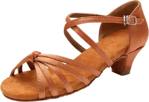 Summer Sandals for Womens Lace Up Latin Dance High Heels Shoes Heeled Ballroom Salsa Tango Party Sequin Dance (Brown, 8)