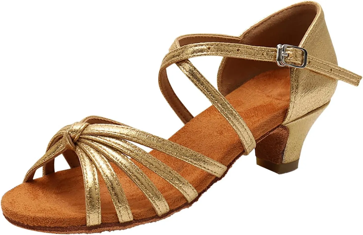 Summer Sandals for Womens Lace Up Latin Dance High Heels Shoes Heeled Ballroom Salsa Tango Party Sequin Dance (Gold, 7)