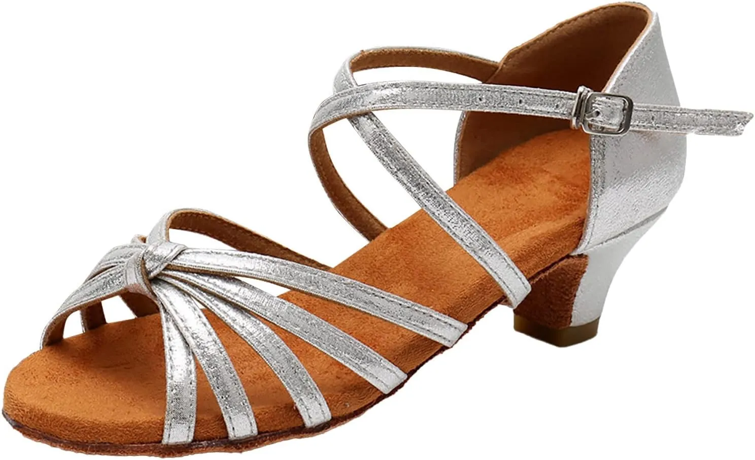 Summer Sandals for Womens Lace Up Latin Dance High Heels Shoes Heeled Ballroom Salsa Tango Party Sequin (Silver, 6.5)