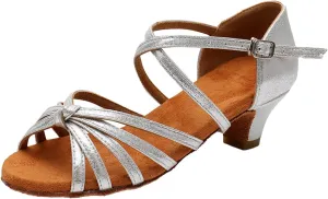 Summer Sandals for Womens Lace Up Latin Dance High Heels Shoes Heeled Ballroom Salsa Tango Party Sequin (Silver, 9)