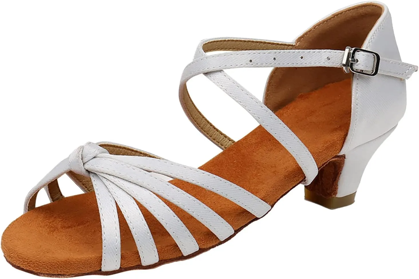 Summer Sandals for Womens Lace Up Latin Dance High Heels Shoes Heeled Ballroom Salsa Tango Party Sequin (White, 8.5)