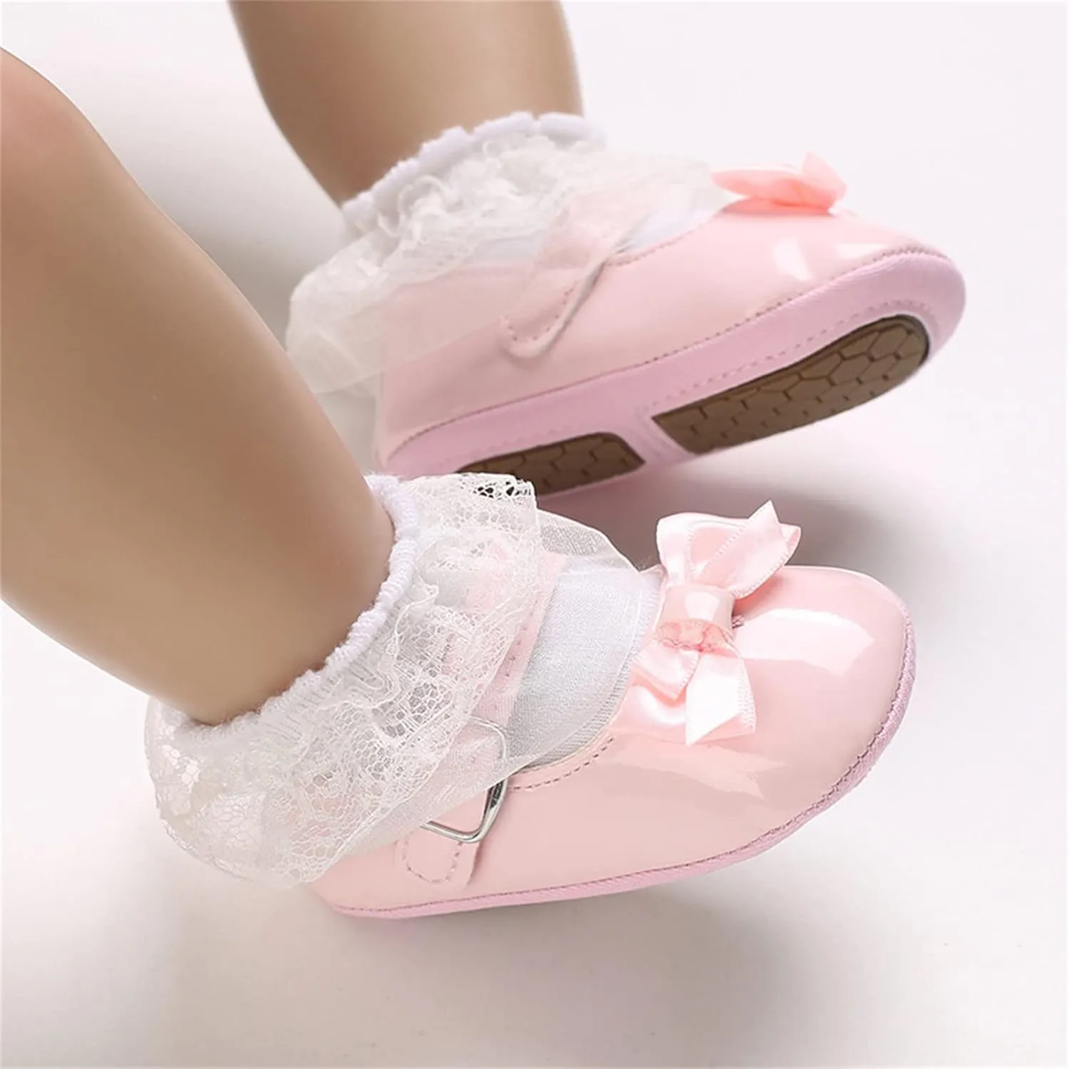 Summer Toddler Baby Shoes Girl Princess Shoes Flat Light Buckle Comfortable Cute Bow Infant Girl Mary Jane Shoes (Pink, 6 Toddler)