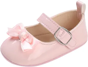 Summer Toddler Baby Shoes Girl Princess Shoes Flat Light Buckle Comfortable Cute Bow Infant Girl Mary Jane Shoes (Pink, 6 Toddler)