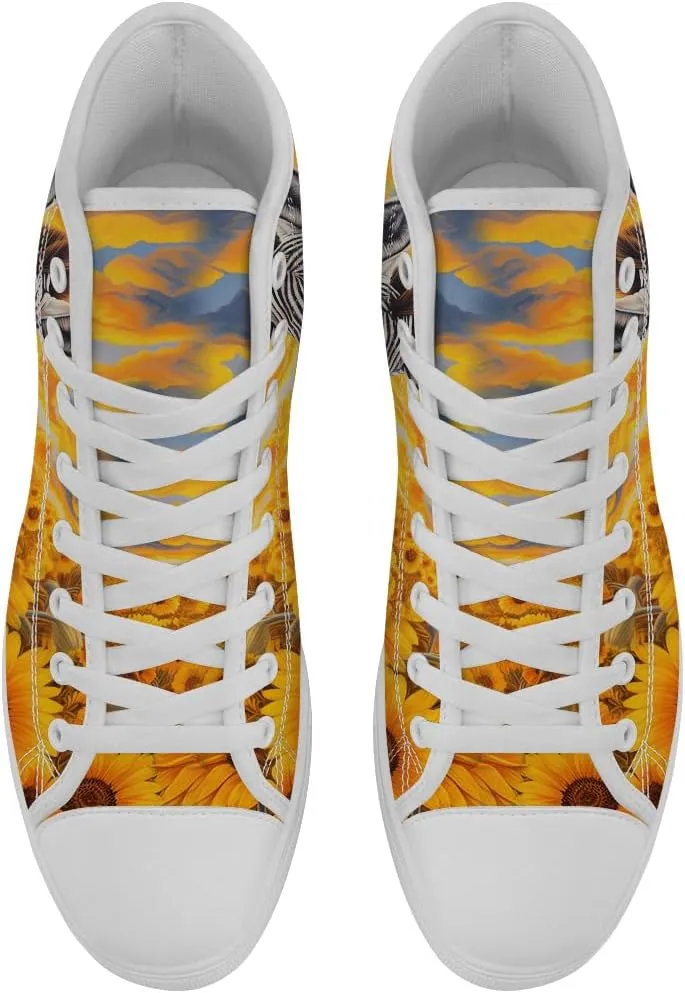 Sunflower High Tops Canvas Shoes Animal High Top Sneakers Lace Up Casual Shoes for Men Women