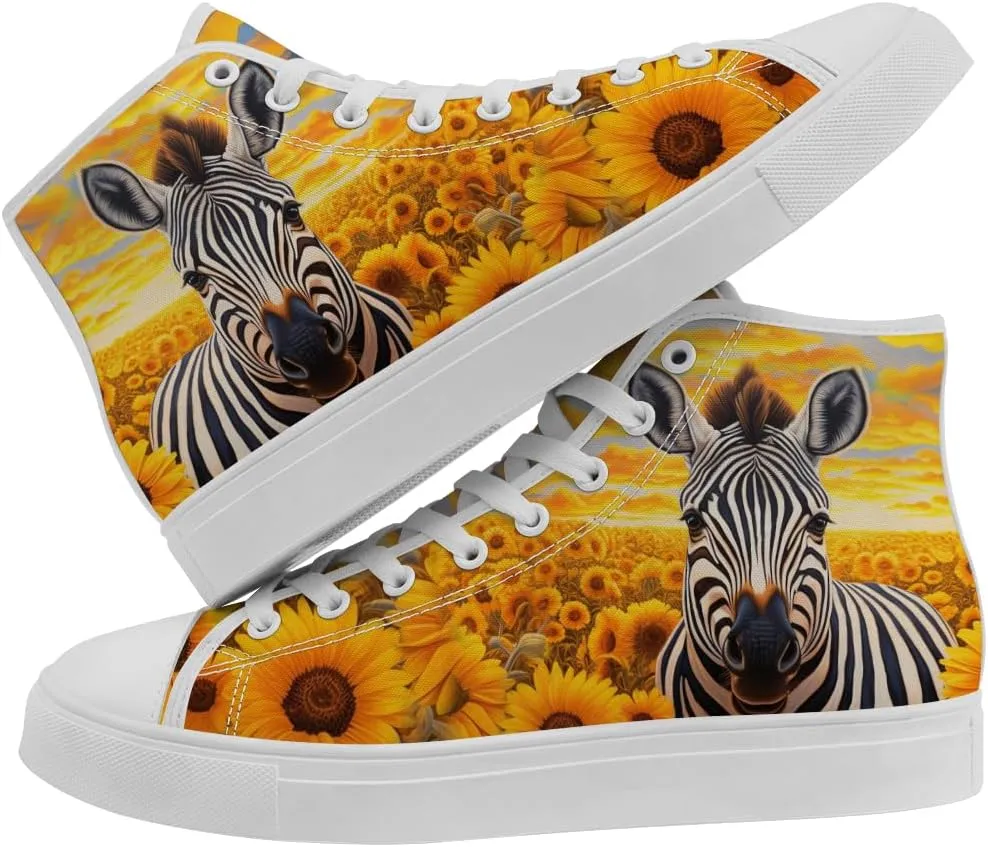 Sunflower High Tops Canvas Shoes Animal High Top Sneakers Lace Up Casual Shoes for Men Women