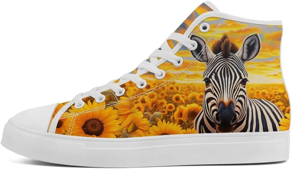 Sunflower High Tops Canvas Shoes Animal High Top Sneakers Lace Up Casual Shoes for Men Women