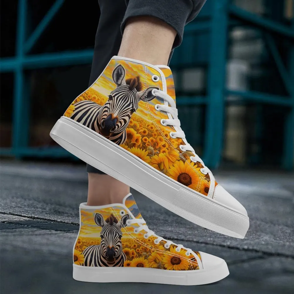 Sunflower High Tops Canvas Shoes Animal High Top Sneakers Lace Up Casual Shoes for Men Women
