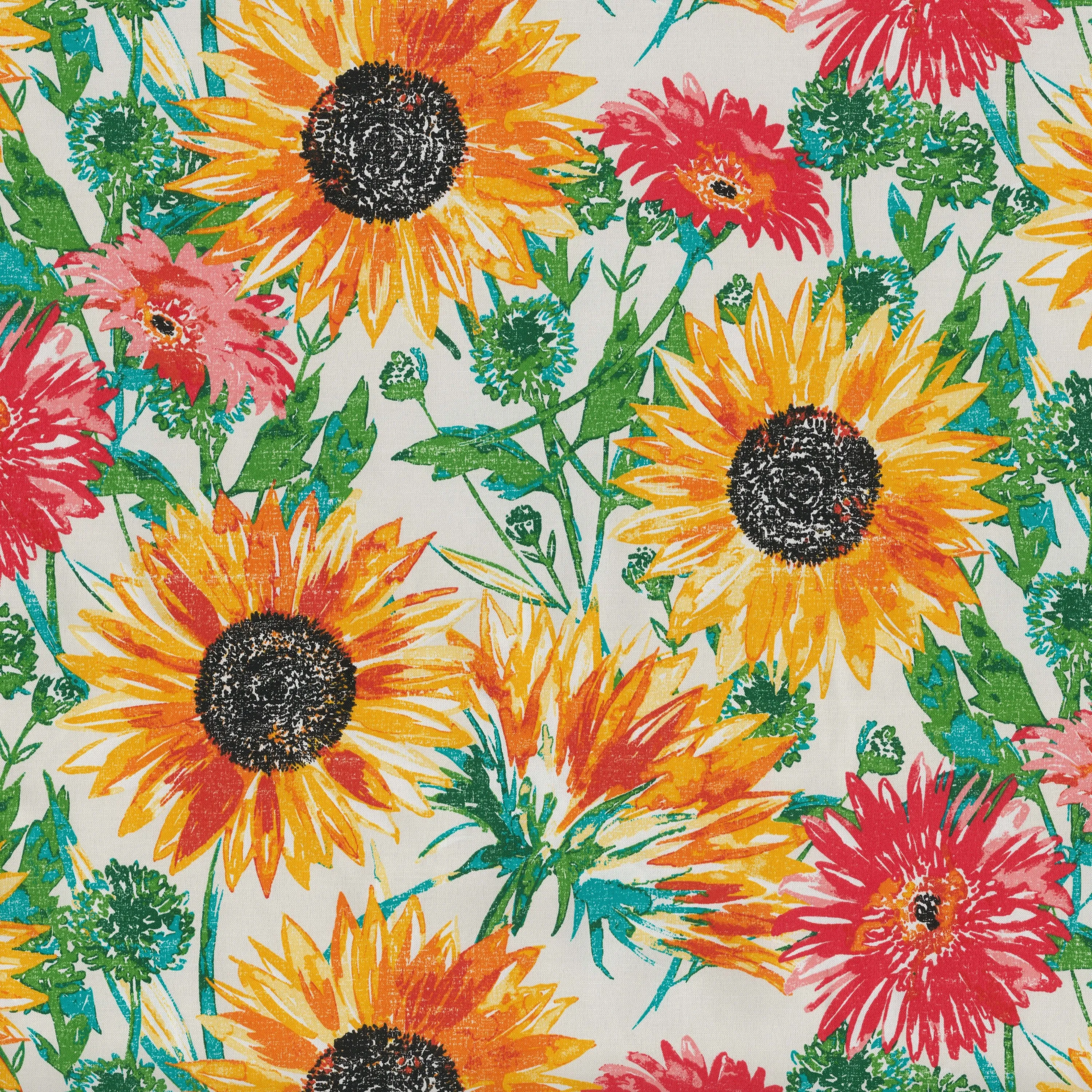 Sunflowers Sunburst Yellow Squared Corners Chair Cushion