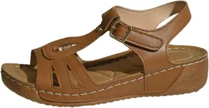 T-Strap Wedge Sandals for Women Dressy Comfort Arch Support Walking Shoes Summer Open Toe Buckle Beach Sandals 2025