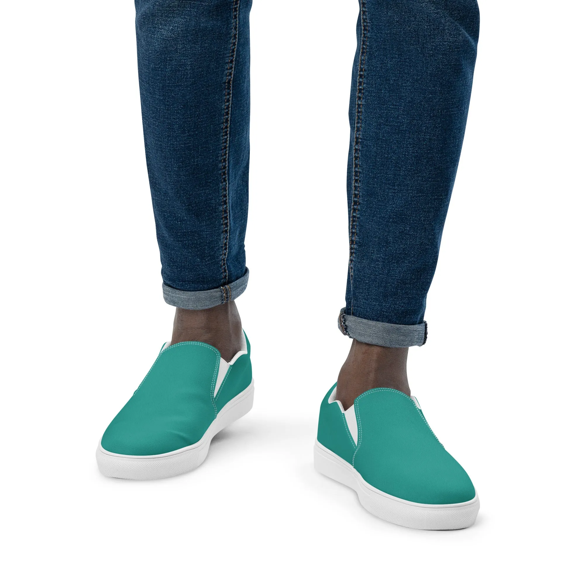 Teal Men’s slip-on canvas shoes, Aqua Blue Men's Shoes
