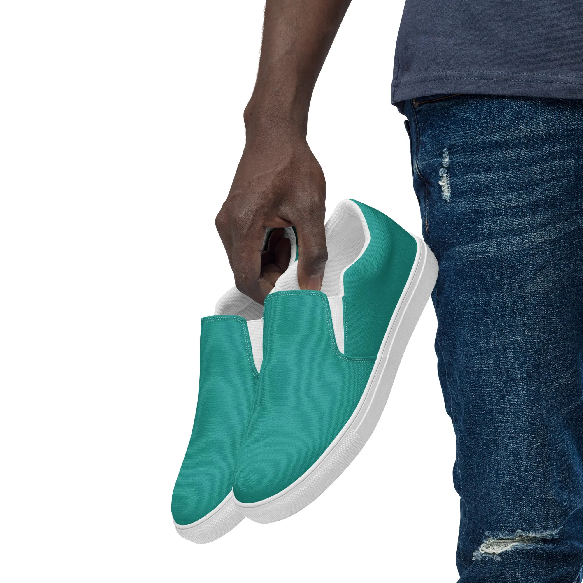 Teal Men’s slip-on canvas shoes, Aqua Blue Men's Shoes