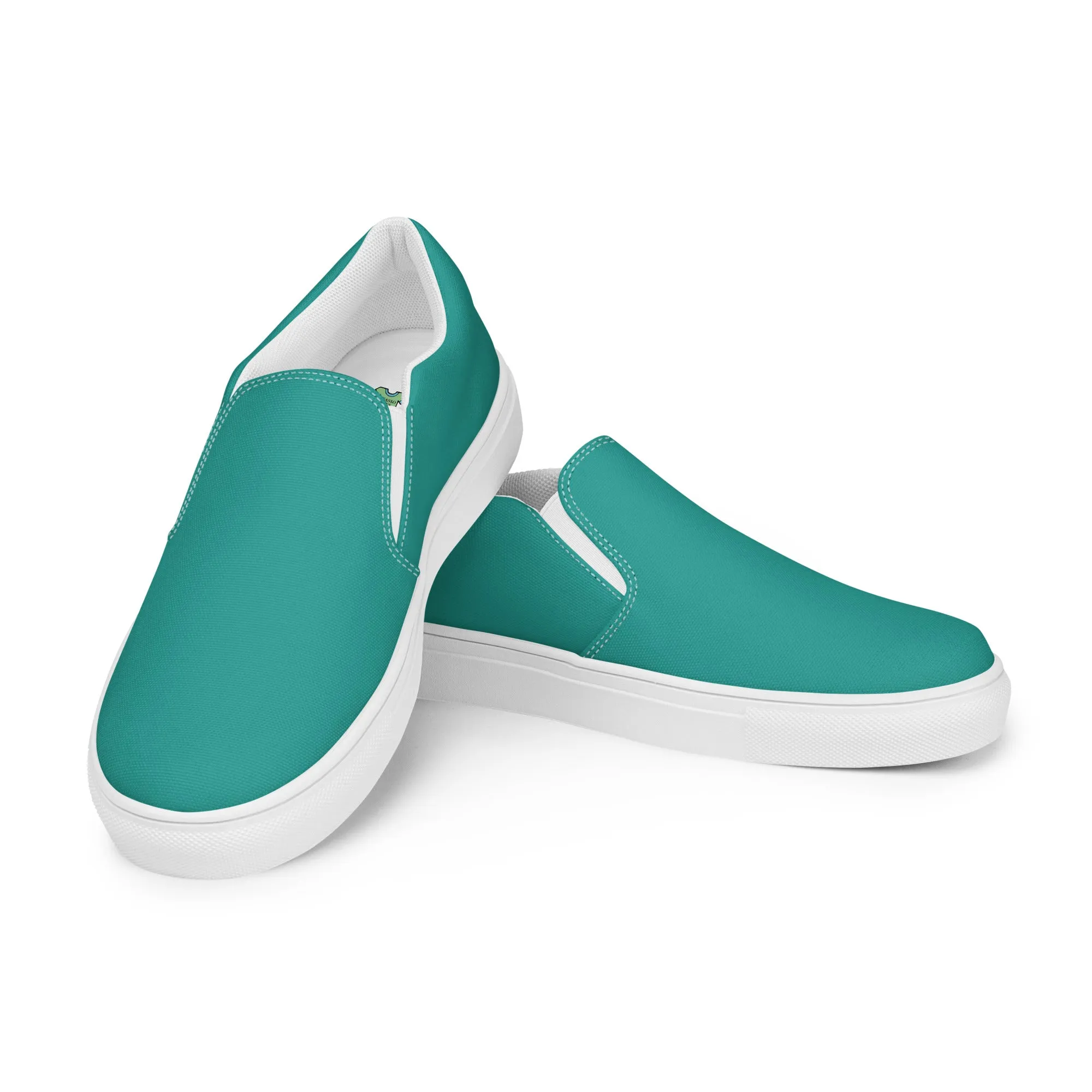 Teal Men’s slip-on canvas shoes, Aqua Blue Men's Shoes