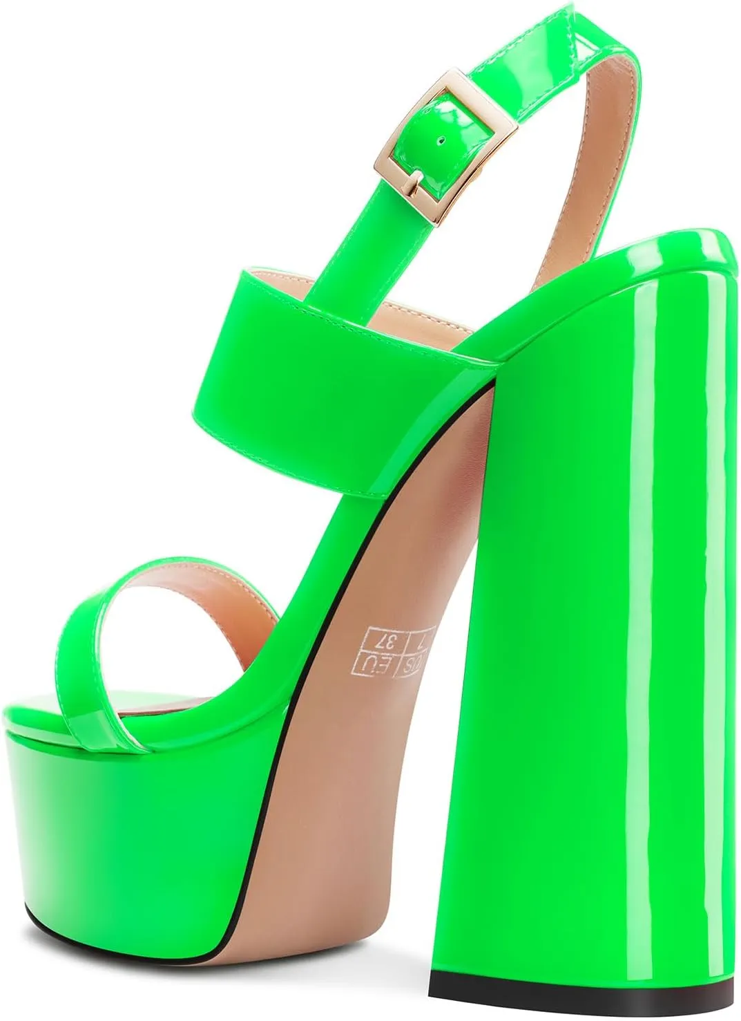 TNYNFBEB Womens Chunky Block High Platform Heel Peep Open Toe Sandals Ankle Strap Buckle Party Cute 5.9 Inches Heels
